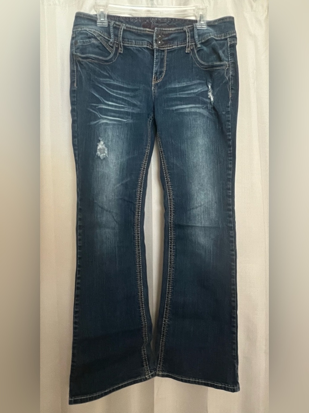 Ariya Jeans Y2K Distressed Bootcut Jeans Dark Wash Size 13/14